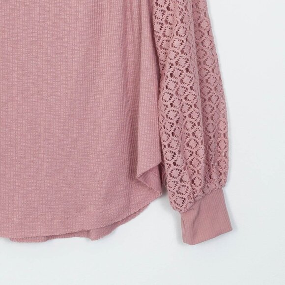 Free People Sweetest Thing Thermal Lace Long Sleeve Top Womens Size Medium - Picture 5 of 15